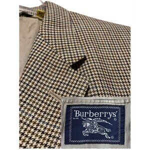 Vintage Burberry Jacket 44R Blazer Sport Coat Houndstooth Single Breasted